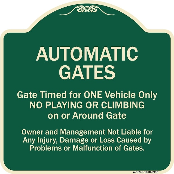 Designer Series-Automatic Gates Gate Timed For One Vehicle Only, 18" x 18", G-1818-9995